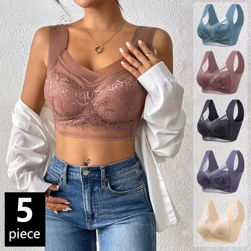 5PCS Plus Size Bras Women Lace - Bralette Wireless Soft reseña y precio