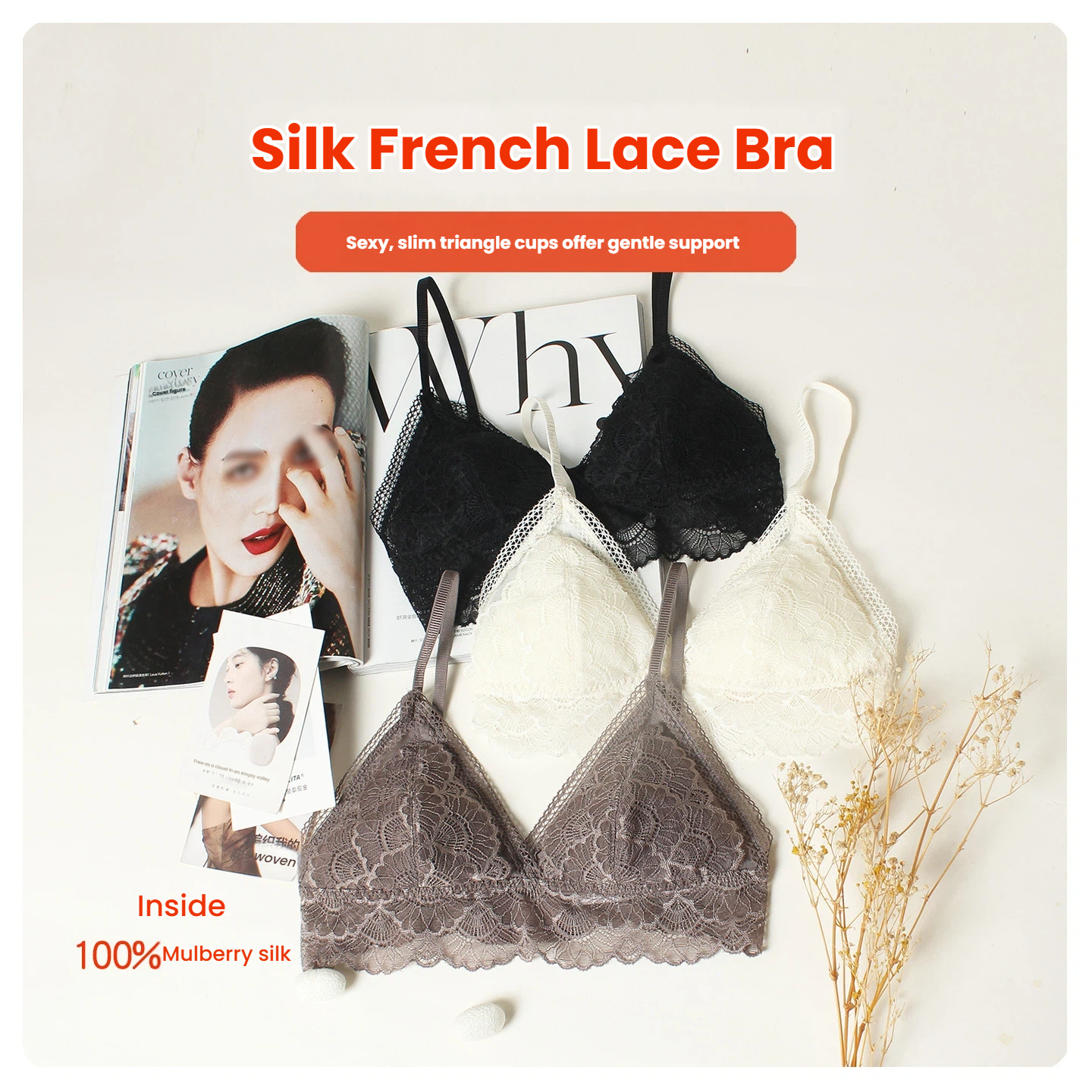 100% Mulberry Silk Triangle Cu - Bralette Wireless Soft reseña y precio