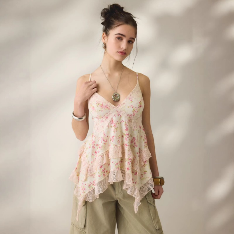 Vintage Floral Chiffon Cami To - Cami Top Lace reseña y precio