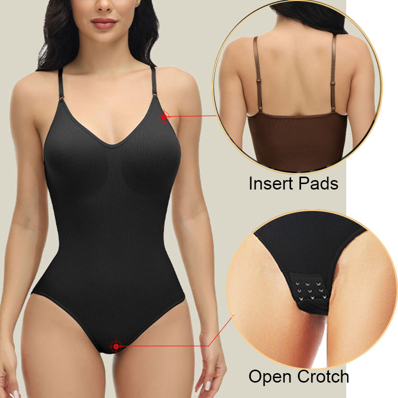 GUUDIA V Neck Spaghetti Strap  - Shapewear Bodysuit Firm reseña y precio