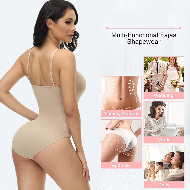 GUUDIA V Neck Spaghetti Strap  - Shapewear Bodysuit Firm reseña y precio
