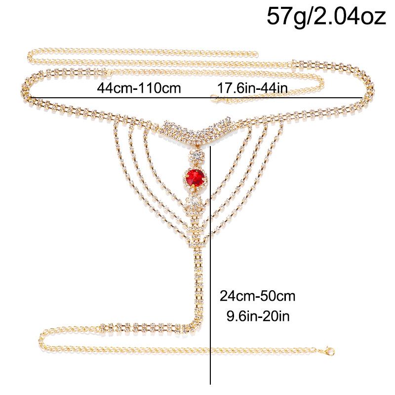 Crystal Rhinestone Body Chain  - Thong Bikini Women reseña y precio
