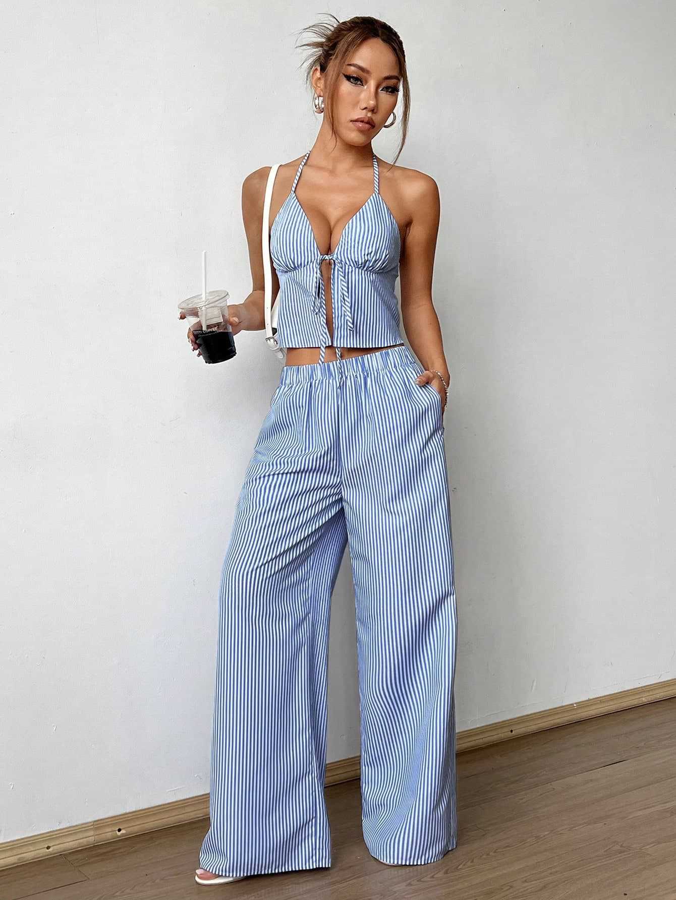 Striped Lace Up Camisole Colla - Cami Top Lace reseña y precio