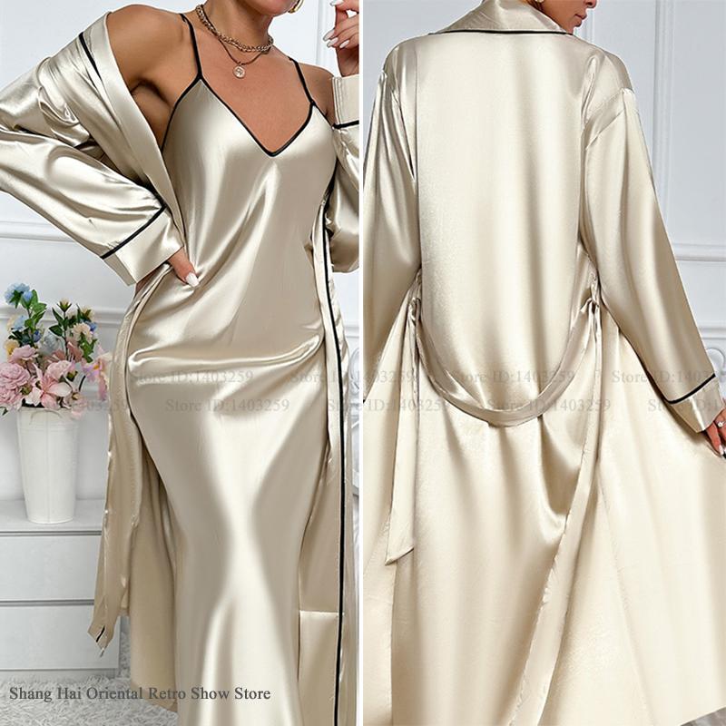Sexy Long Twinset Robe Set Che - Robe Silk Women reseña y precio