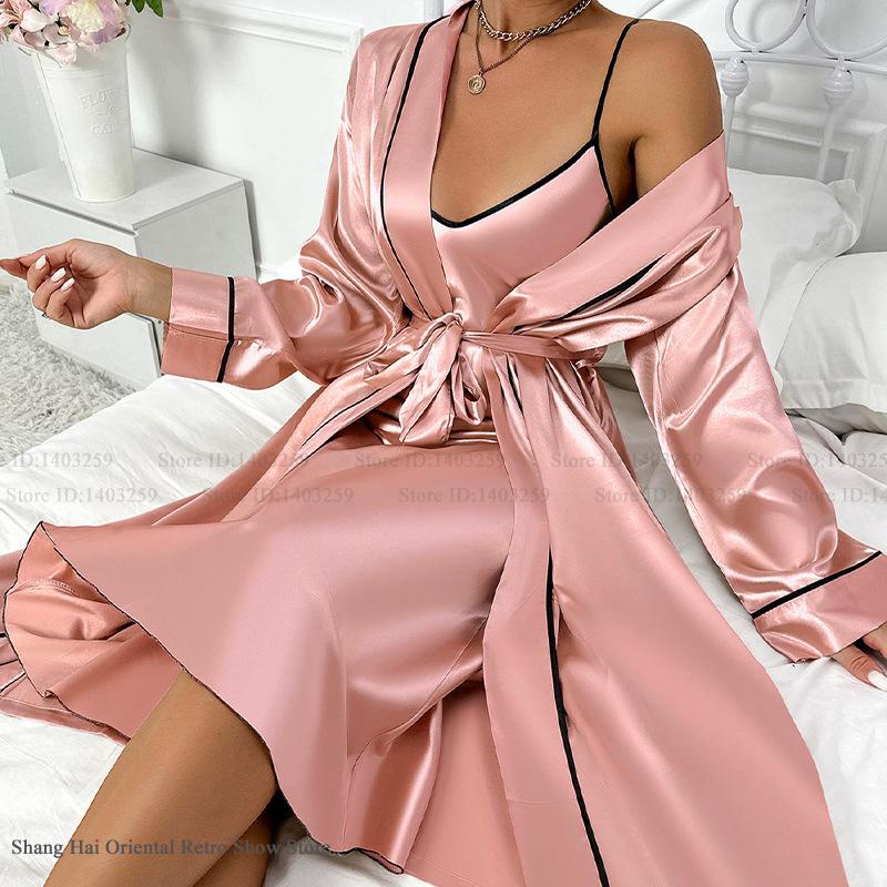 Sexy Long Twinset Robe Set Che - Robe Silk Women reseña y precio