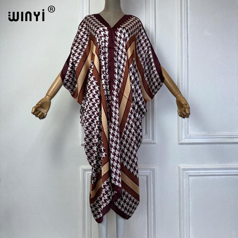 WINYI Summer african V-neck dr - Robe Silk Women reseña y precio