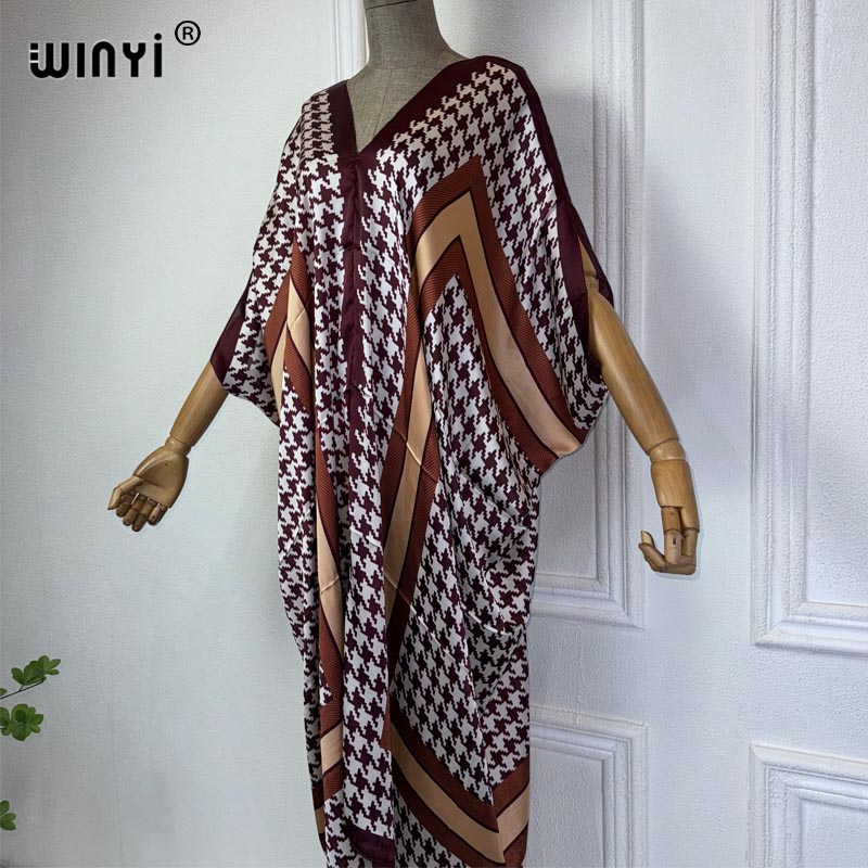 WINYI Summer african V-neck dr - Robe Silk Women reseña y precio