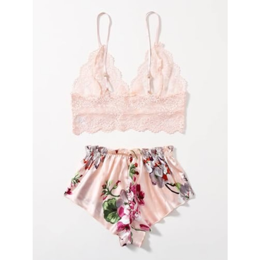 Women's 2 Pcs Lingerie Floral  - Cami Top Lace reseña y precio