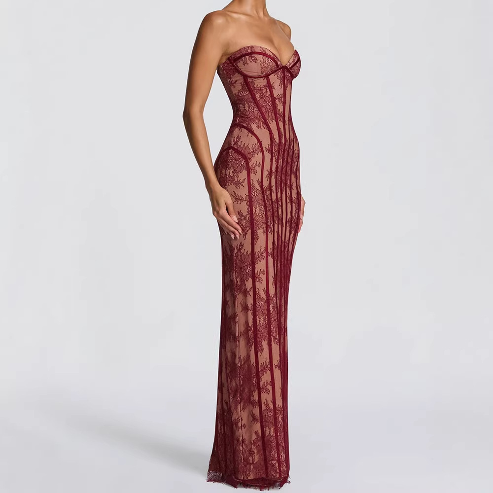 Strapless Bodycon Maxi Dress f - Strapless Bra Backless reseña y precio