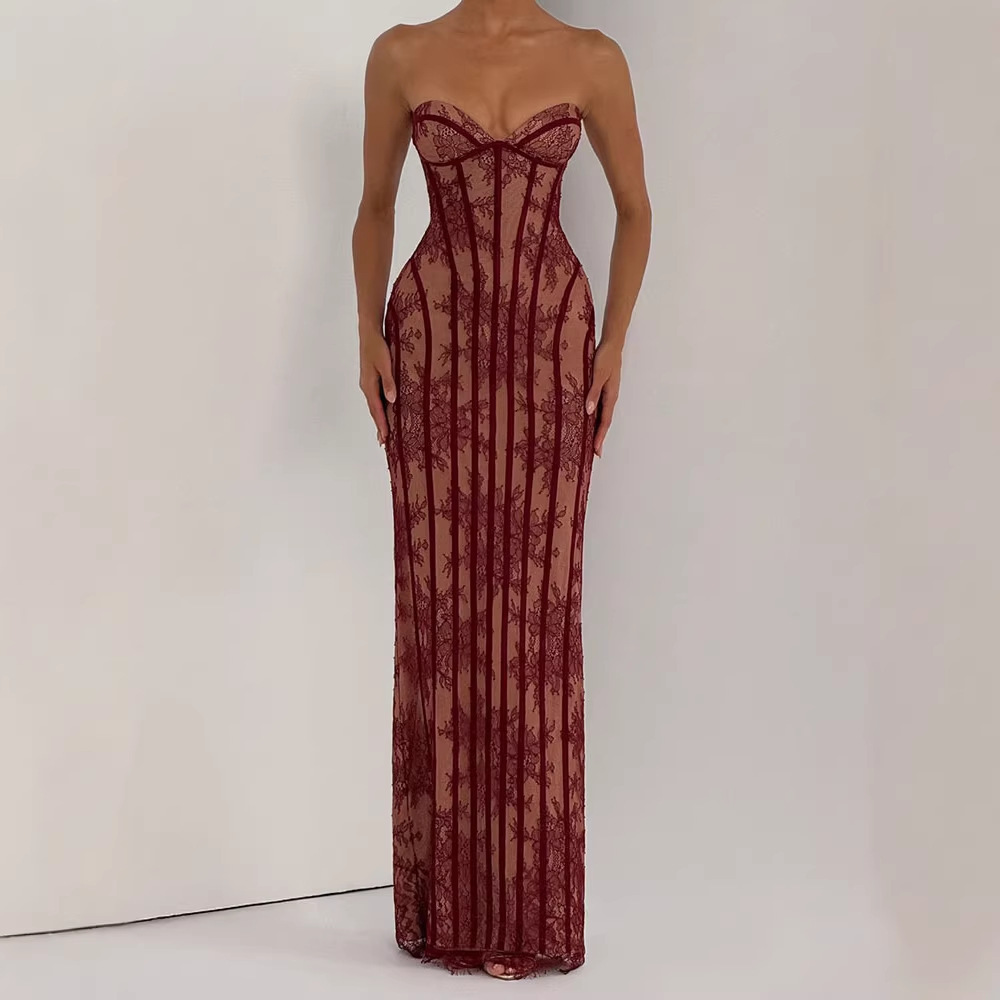 Strapless Bodycon Maxi Dress f - Strapless Bra Backless reseña y precio