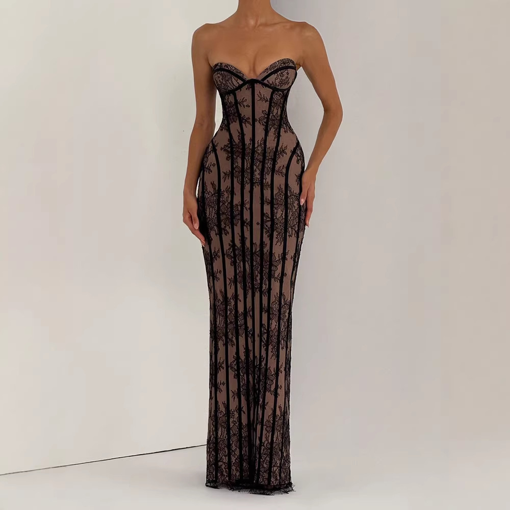 Strapless Bodycon Maxi Dress f - Strapless Bra Backless reseña y precio